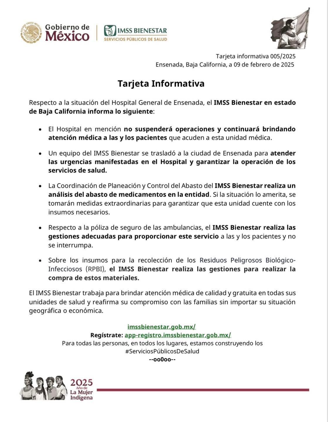 El IMSS Bienestar en Baja California Garantiza Continuidad de Operaciones en el Hospital General de Ensenada