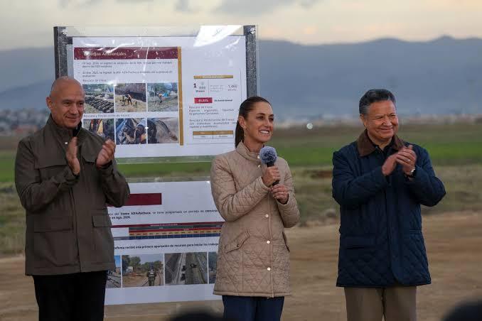 Claudia Sheinbaum da inicio a la construcción del tren México-Pachuca en Zempoala, Hidalgo